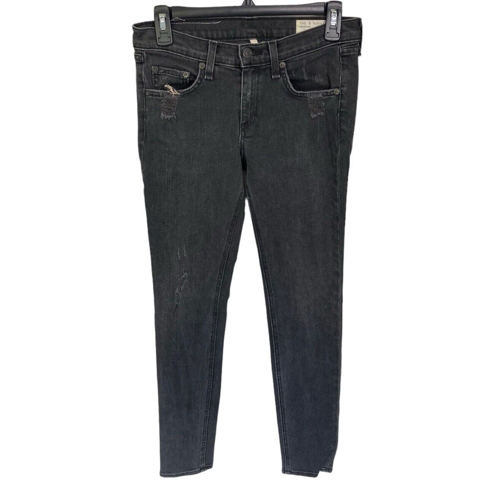 Rag And Bone For Aritzia‎ Skinny Black Distressed Jeans Size 26